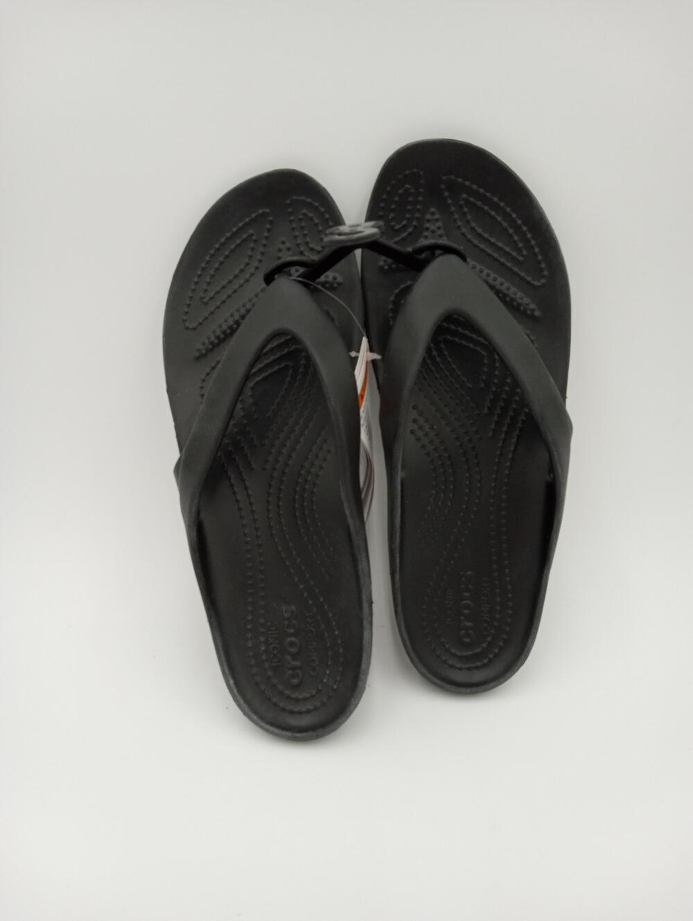 Crocs Kadee II Flip Shoes Womens Black Flip Flop Sandals Comfort Size 9 NWT